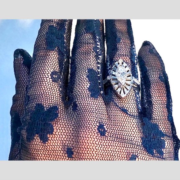 - 1.96ct VINTAGE MARQUISE CUT H SI1 DIAMOND CERTIFIED RETRO OVAL COCKTAIL RING - - Picture 8 of 11